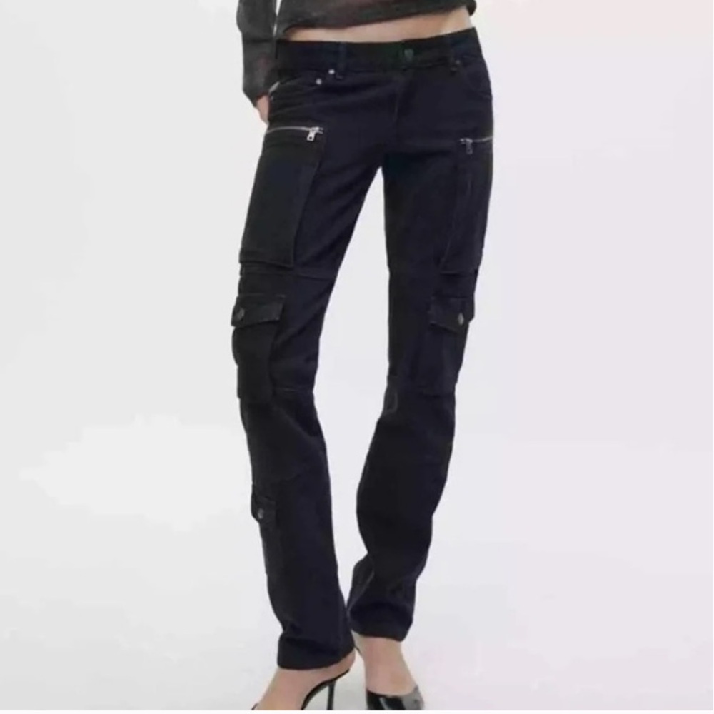 NWT ZARA ZW COLLECTION SLIM MID WAIST CARGO JEANS